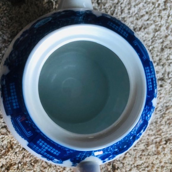 Flow Blue Oriental Pattern Style Tea Pot - Infuser - No Lid - Picture 9 of 10